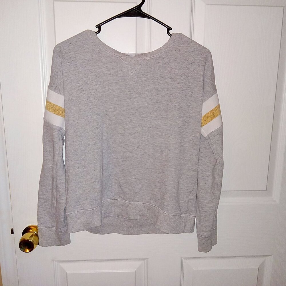 Girls old navy sweater shirt with gold glitter on sleeves
